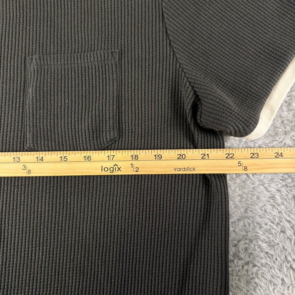 Dandy Del Mar Mens XL Charcoal Grey Waffle Knit Ringer Tee Chest Pocket Shirt - Picture 8 of 9